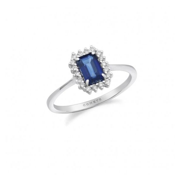 Elegant sapphire and diamond ring, ANELLI COMETE MOD. ANB2692, showcasing a sophisticated design with a sparkling blue stone center.