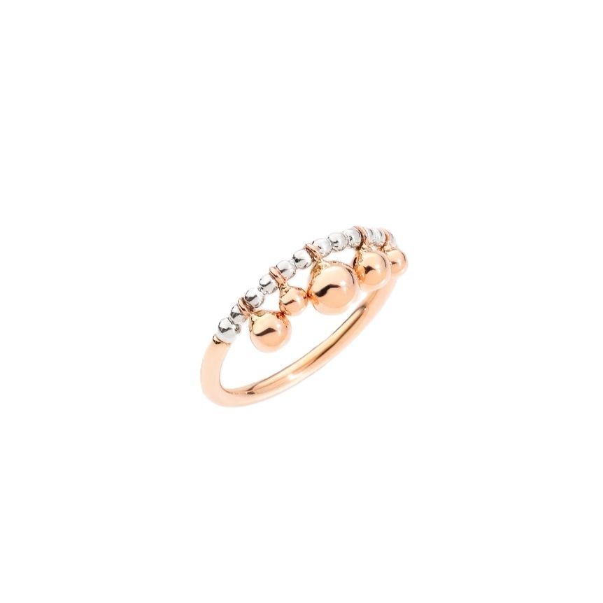 Rose gold ring ANELLI DODO MOD. DAC0002BOLLI0009A51 with diamond accents and ornamental beads on a white background.
