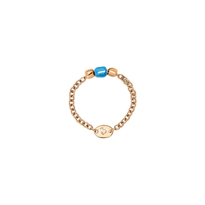 ANELLI DODO MOD. DAC1004GRANXCTU9R53 gold chain ring with blue accent bead
