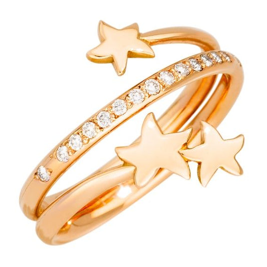 Gold star-designed ring ANELLI DODO MOD. DAC1007STAR3DB09R51 with diamonds.
