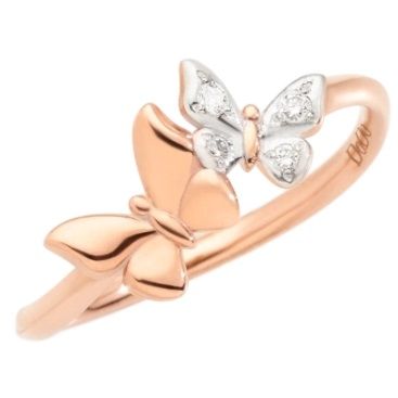 Luxury butterfly ring ANELLI DODO MOD. DAC2001BFLYSDB09R53 with rose gold finish and diamond accents