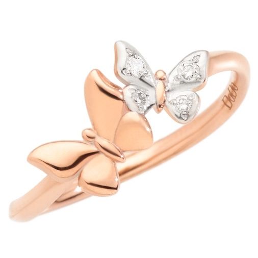 ANELLI DODO MOD. DAC2001BFLYSDB09R54 rose gold butterfly ring with diamond accents, featuring intricate design.