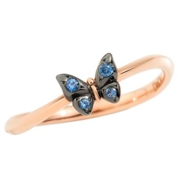 ANELLI DODO MOD. DAC2002BFLYSZA09R49 rose gold ring with blue gemstone butterfly design.