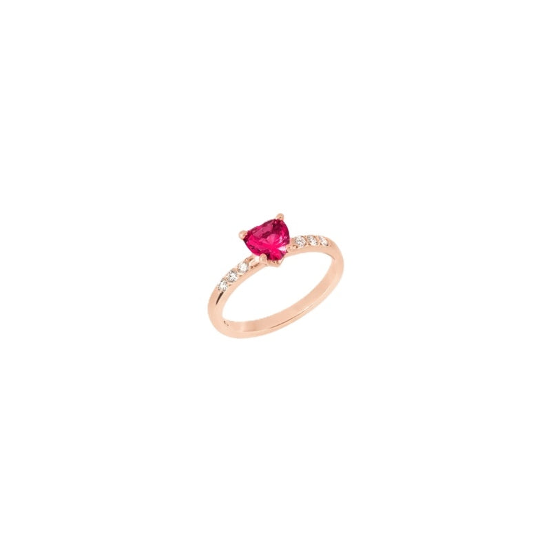 Gold ring with red heart-shaped gemstone, ANELLI DODO MOD. DAC3001HEARTDSR9R50