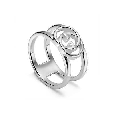 ANELLI GUCCI MOD. YBC298036001 modern open band design with logo in silver. Luxury jewelry accessory image.