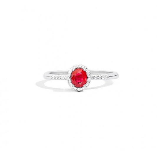 ANELLI RECARLO MOD. R33CG251_RB featuring a ruby gemstone in center with diamond accents on a silver band.