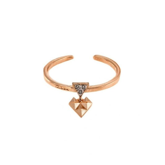 ANELLI RUE DES MILLE MOD. ANZ-010 M2 gold ring with geometric pendant, stylish and elegant jewelry piece.
