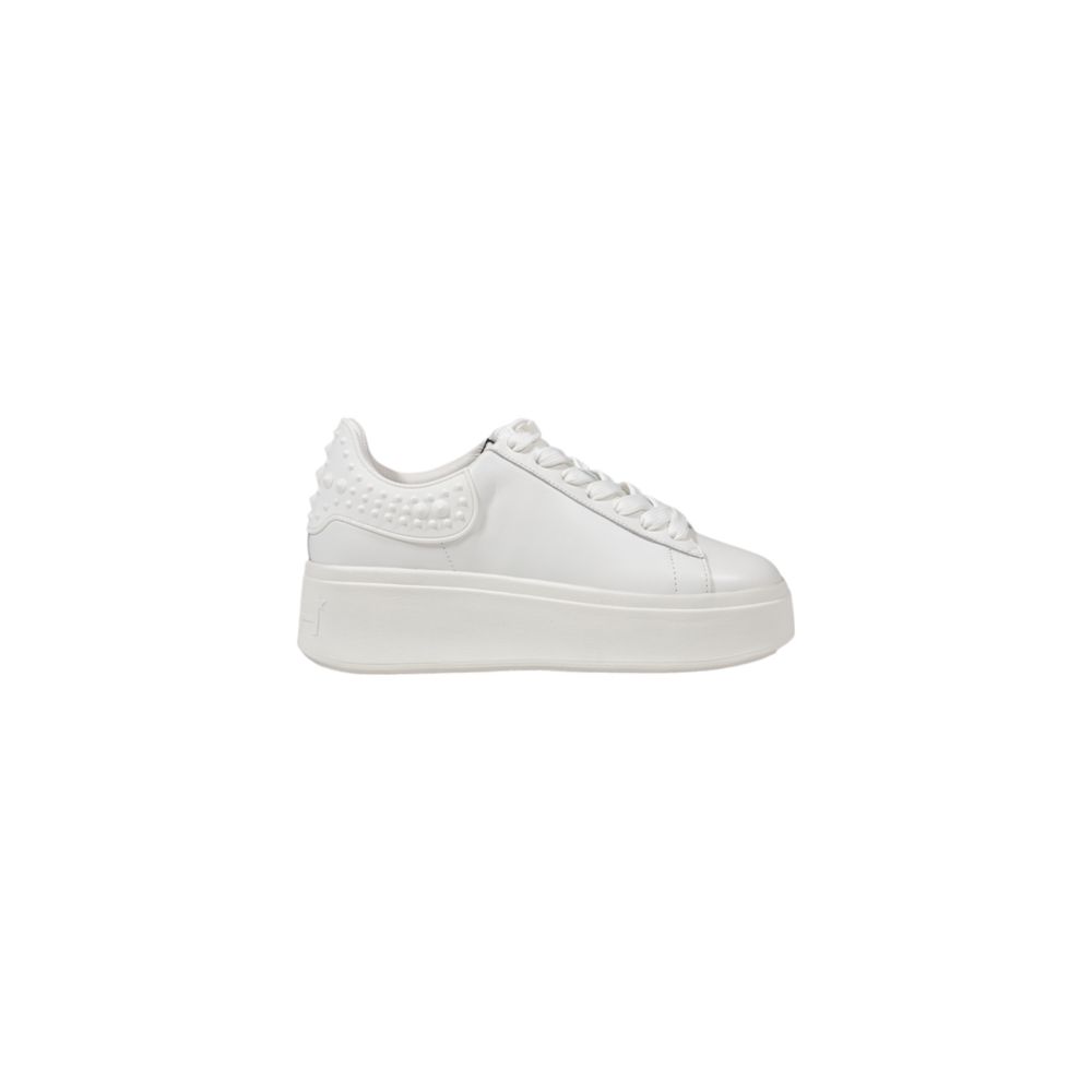 ASH White Leather Sneaker for women, crafted from 90% calf leather and 10% thermoplastic polyurethane, side view.