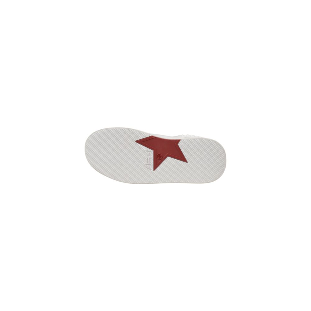 Sole view of ASH White Leather Sneaker showcasing unique red star design made from calf leather and thermoplastic polyurethane.