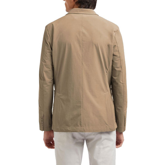 Back view of AT.P.CO Beige Polyamide Blazer with classic collar and two-button fastening