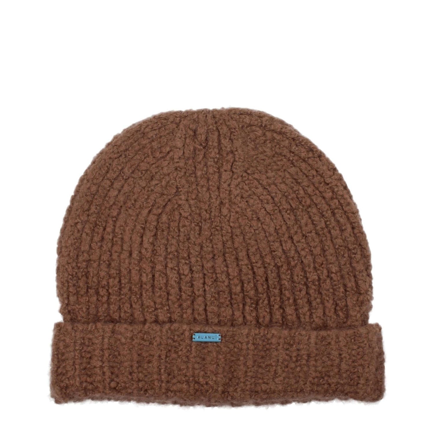 Alanui Brown Cashmere Beanie with front logo, made from 90% cashmere and 10% silk. Casual style hat, MPN: LWLC010KNI0026200.