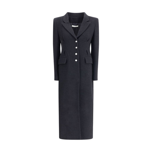 Alessandra Rich Black Fleece Wool Coat