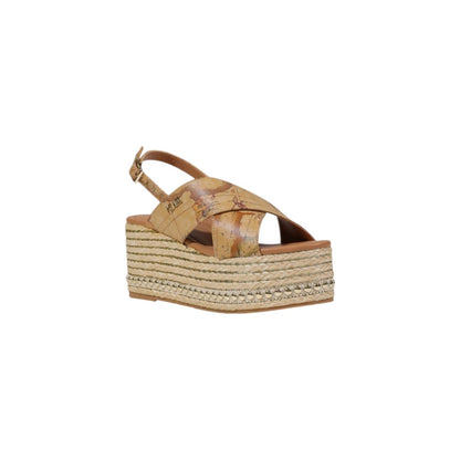 Alviero Martini Prima Classe Beige Polyethylene Platform Sandals with rope sole, perfect for summer wear and elegant casual looks.