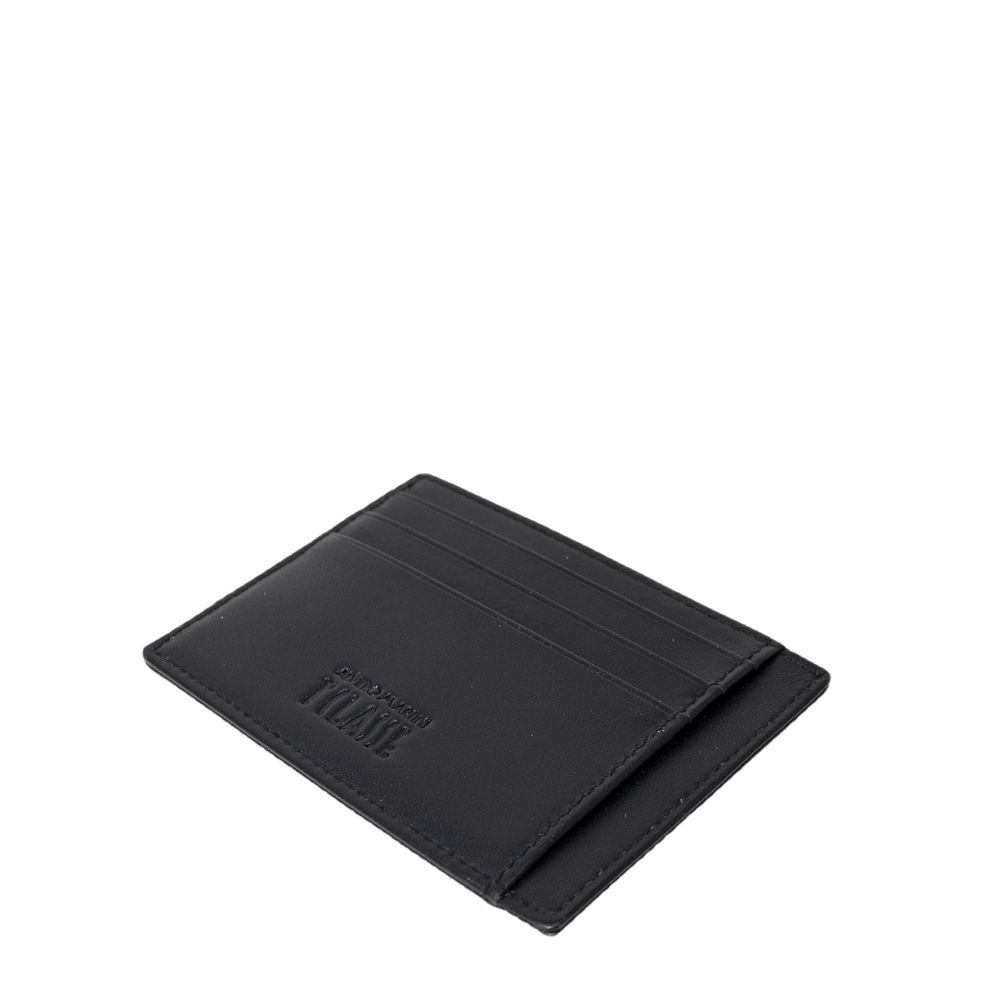 Alviero Martini Prima Classe Black Leather Cardholder for men, elegant and practical wallet with multiple card slots, compact design.