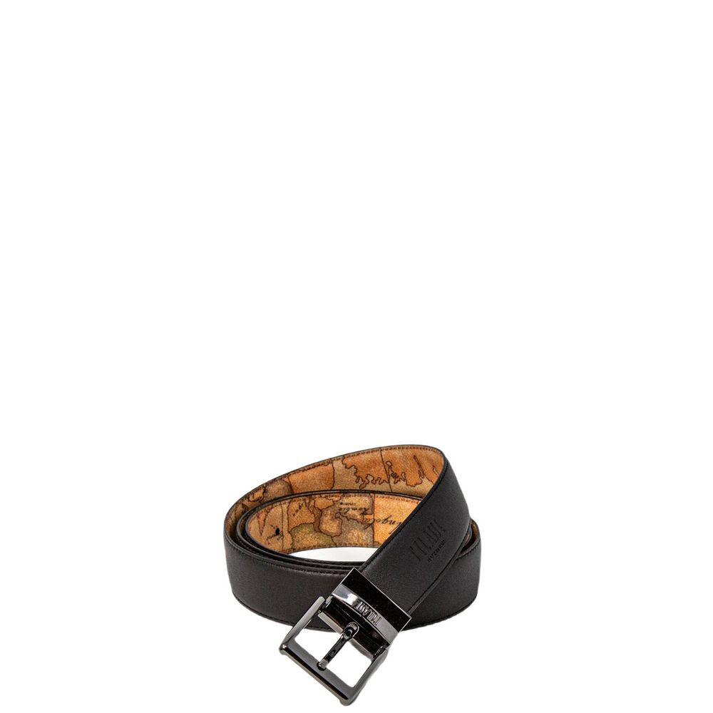 Alviero Martini Prima Classe Brown Leather Regular Belt with stylish map interior, durable for any occasion.