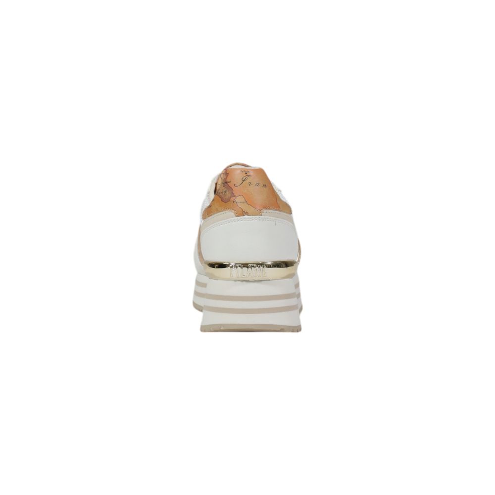 Back view of Alviero Martini Prima Classe White Polyethylene Platform Sneakers with stylish design.