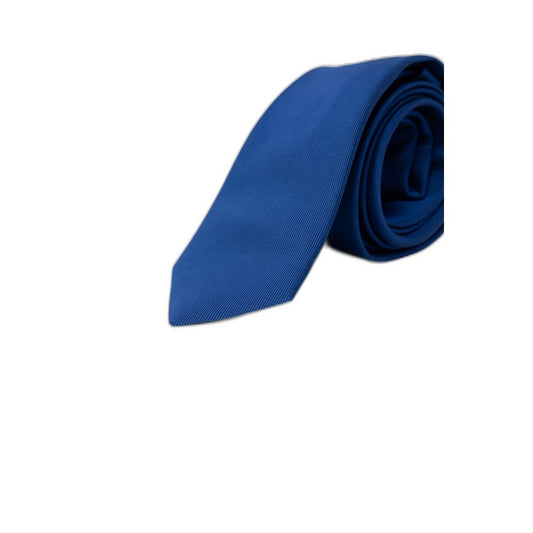 Antony Morato Blue Silk Ties And Formal Accessory rolled and displayed, 100% silk, elegant and sophisticated for formal outfits.