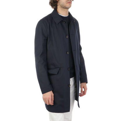 Aquascutum Blue Cotton Men's Raincoat