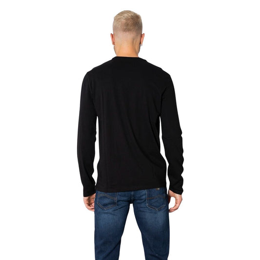 Armani Exchange Black Cotton Long Sleeve viewed from the back, showcasing its modern fit and high-quality cotton material.