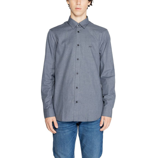 Armani Exchange Blue Cotton Dress Shirt Armani Exchange