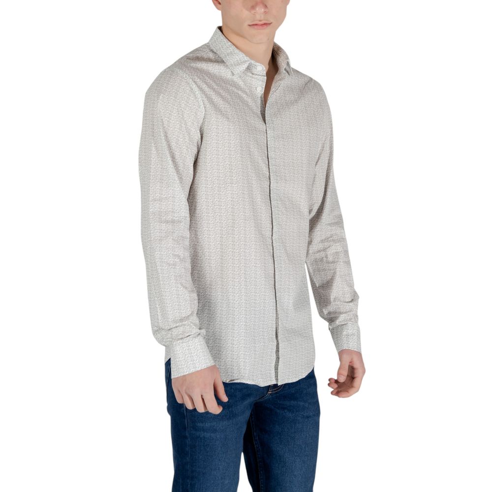 Armani Exchange Cream Cotton Pattern Shirt
