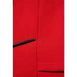 Close-up of defect on Armani Exchange Red Above Knee Long Sleeves Sheath Dress with visible pulled threads and holes.