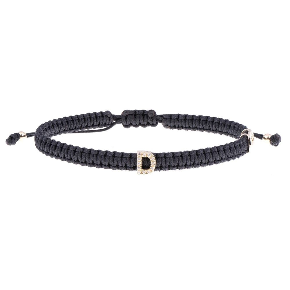 BRACCIALI CONCORDIA MOD. AC22-D black braided bracelet with letter D charm
