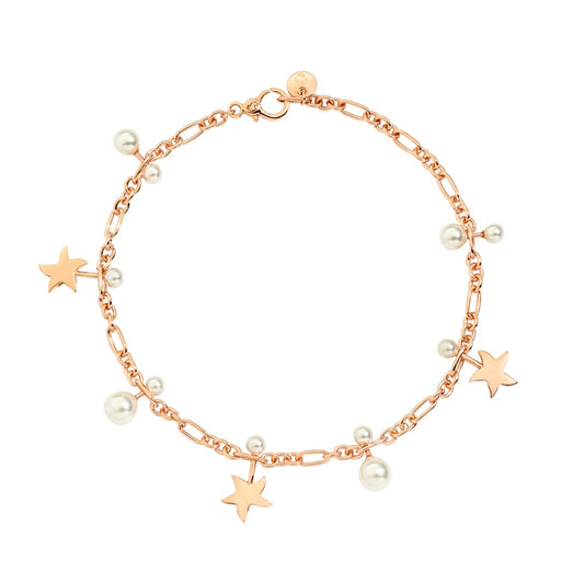 Rose gold BRACCIALI DODO MOD. DBC2005STARSWCP9RL bracelet with star and pearl charms on a delicate chain.