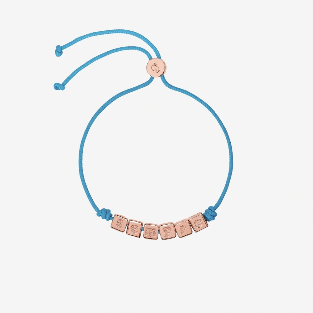 BRACCIALI DODO MOD. DBC3003LETSEBLRAG with blue string and letter beads spelling 'sempre'
