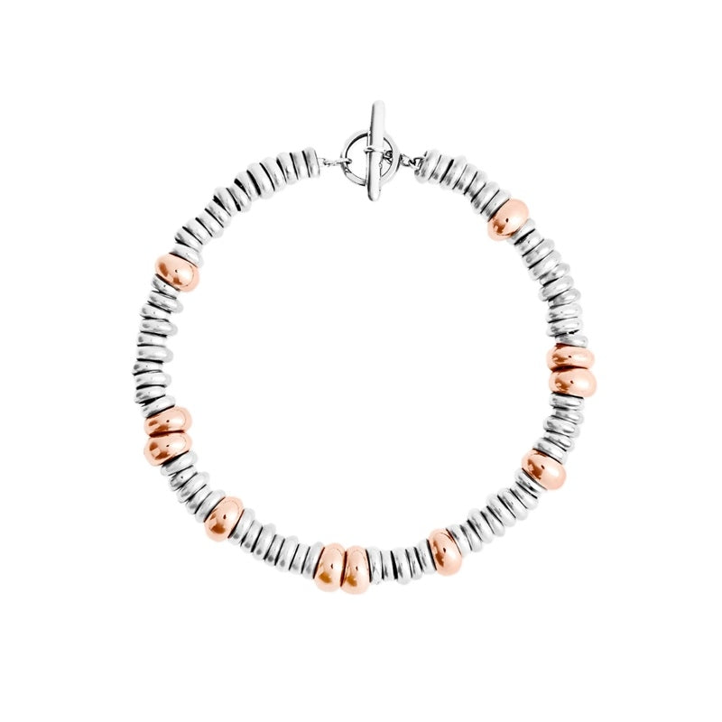 BRACCIALI DODO MOD. DBC4001RONDE00RAGXL silver and rose gold bracelet with toggle clasp