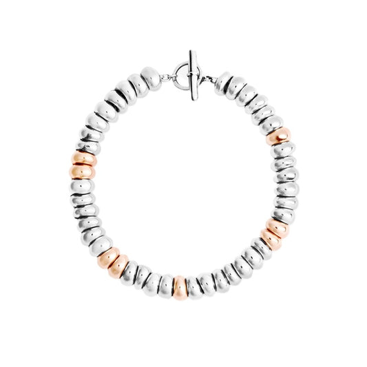BRACCIALI DODO MOD. DBC4002RONDE00RAGM silver rose gold bead bracelet with toggle clasp