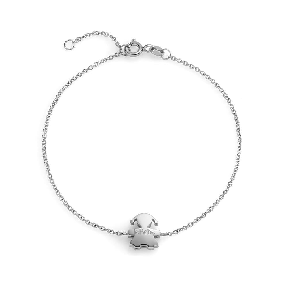 Silver chain bracelet BRACCIALI LE BEBE MOD. LBB909 with child charm, showcasing elegant minimalist design.