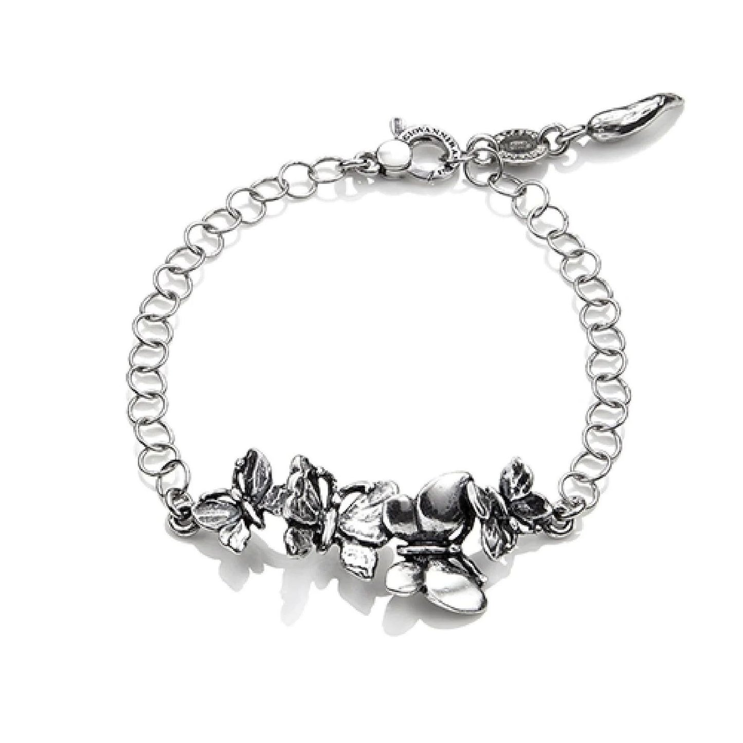 BRACCIALI RASPINI MOD. 09547 silver floral bracelet with detailed charms.