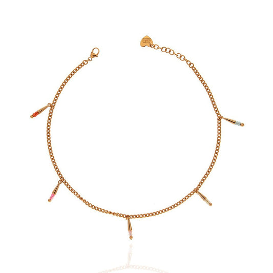 BRACCIALI RUE DES MILLE MOD. VF-CAV-02-CAVIGLI gold ankle bracelet with colorful pendants