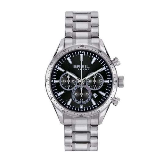 BREIL TRIBE Mod. EW0656 Quartz Analog Watch for Gent, 42mm Silver Bracelet, Mineral Dial, 5 ATM Water Resistant in Official Box.