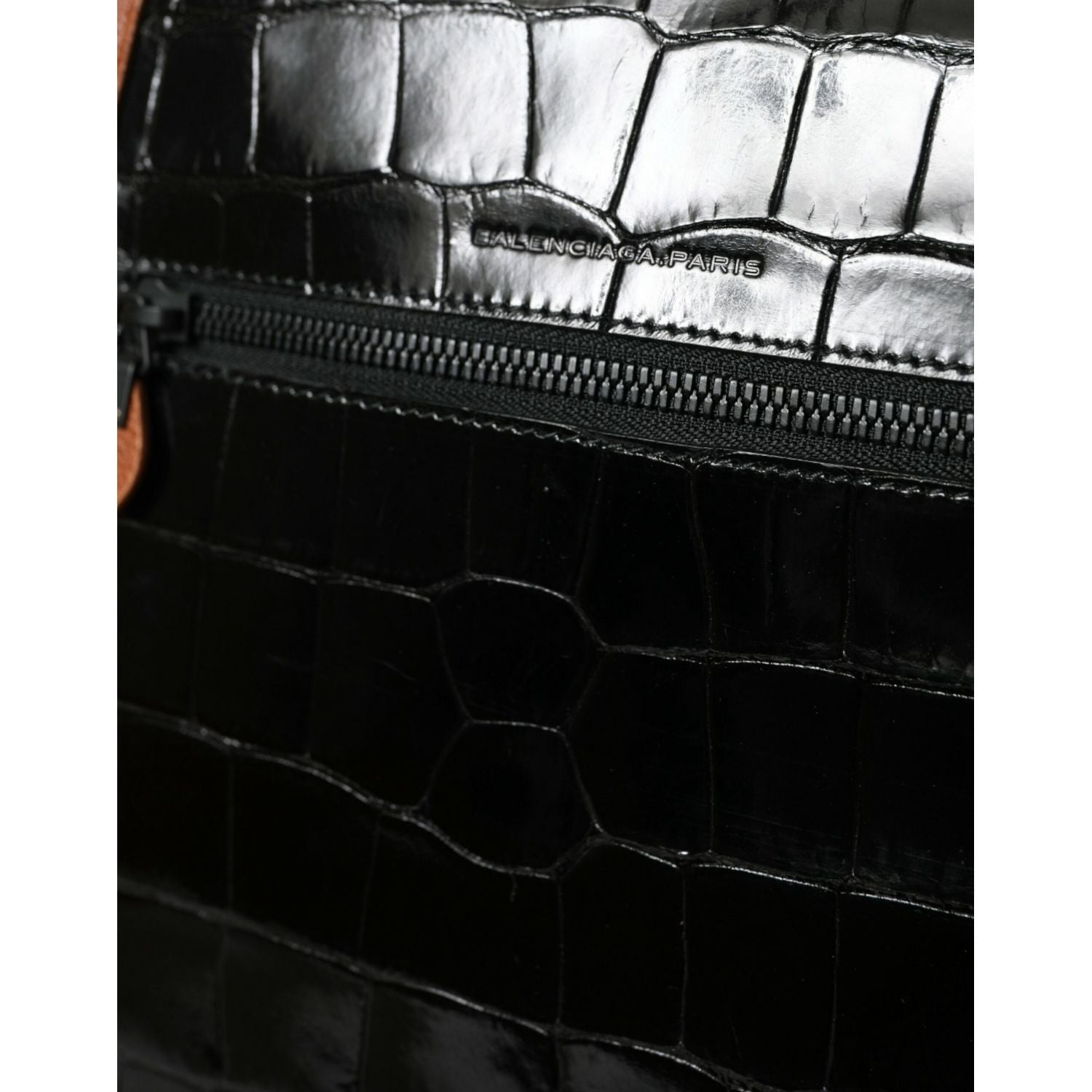 Balenciaga Black Brown Exotic Skin Leather Vertical Crossbody Purse Bag