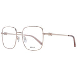 Bally Rose Gold Women Optical Frames in metal full-rim square style with demo plastic lenses, featuring a 55-18-140 fit, perfect for women.