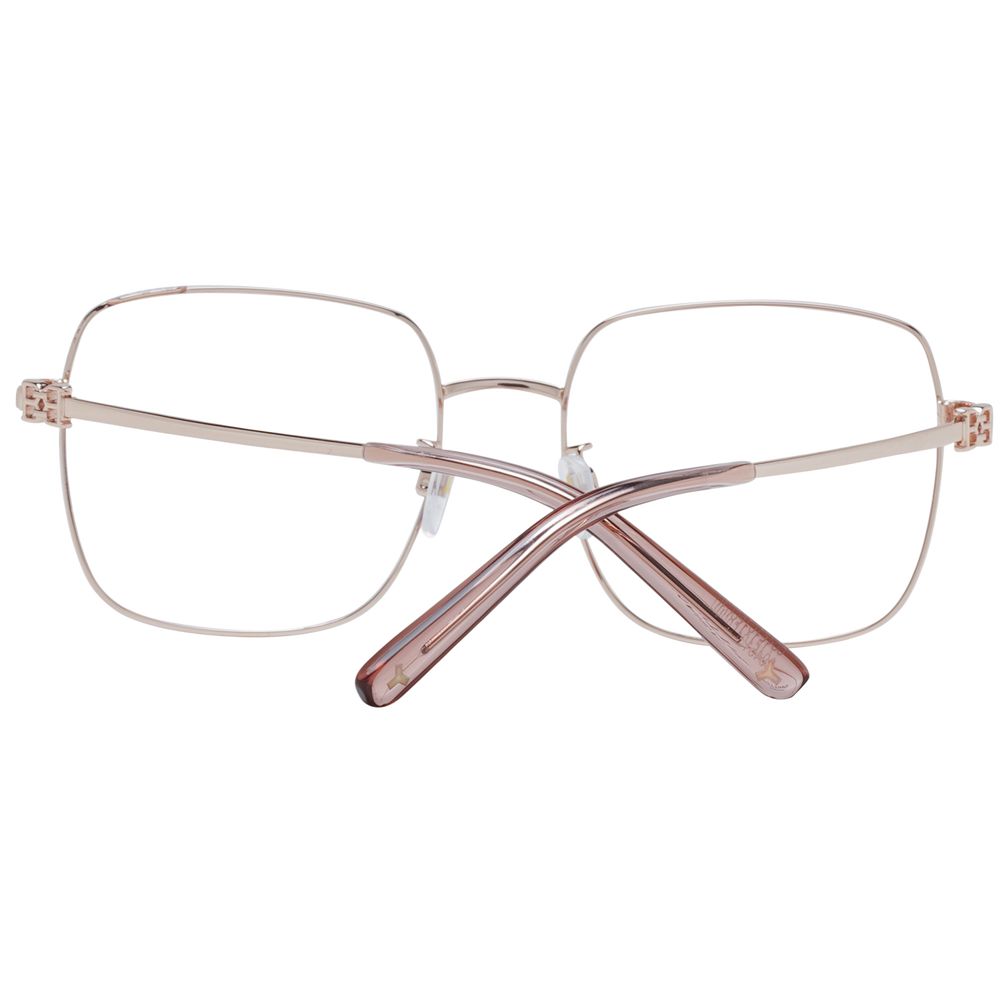Bally Rose Gold Women Optical Frames, full-rim square metal design with plastic demo lenses, size 55-18-140.
