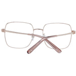 Bally Rose Gold Women Optical Frames, full-rim square metal design with plastic demo lenses, size 55-18-140.