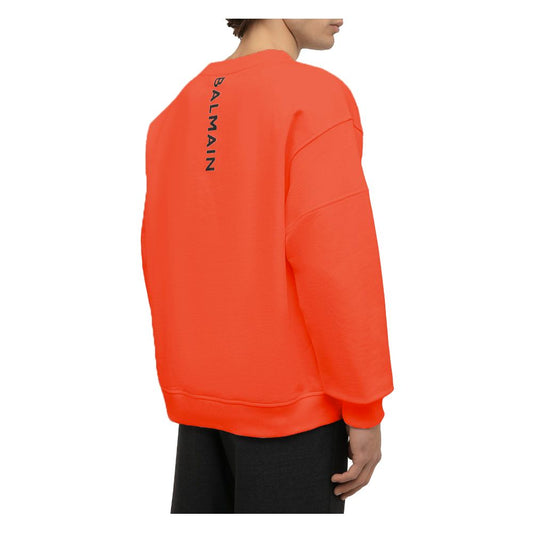Balmain Orange Cotton Sweater with back logo detail
