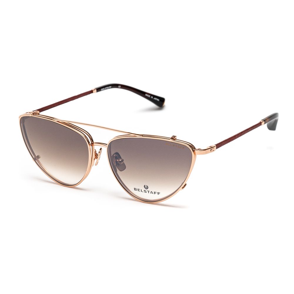 Belstaff Multicolor Titanium Frames with pink lenses, handmade in Japan, featuring 100% UV protection and Carl Zeiss lenses.