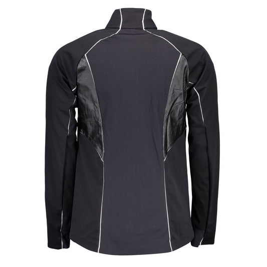 Bjorn Daehlie Black Polyester Jacket with long sleeves, 2 external pockets, full zip, contrast details, and logo on back view.