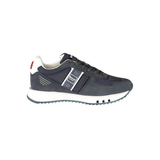 Blauer Blue Leather Men Sneaker featuring iconic Blauer logo and dynamic design in a bold blue palette, perfect blend of style and functionality.