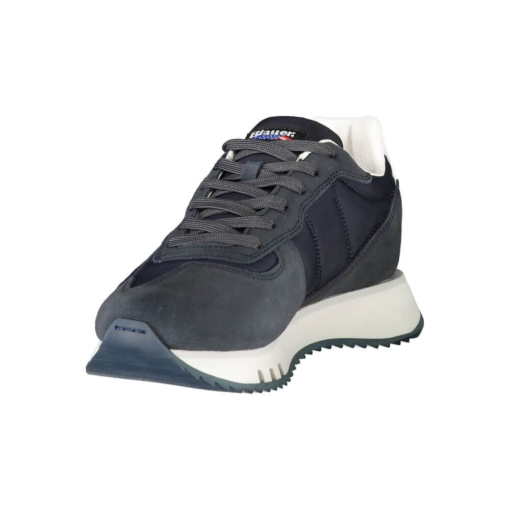 Blauer Blue Leather Men Sneaker showcasing stylish design with iconic logo, perfect for fashion-forward modern men seeking comfort and elegance.