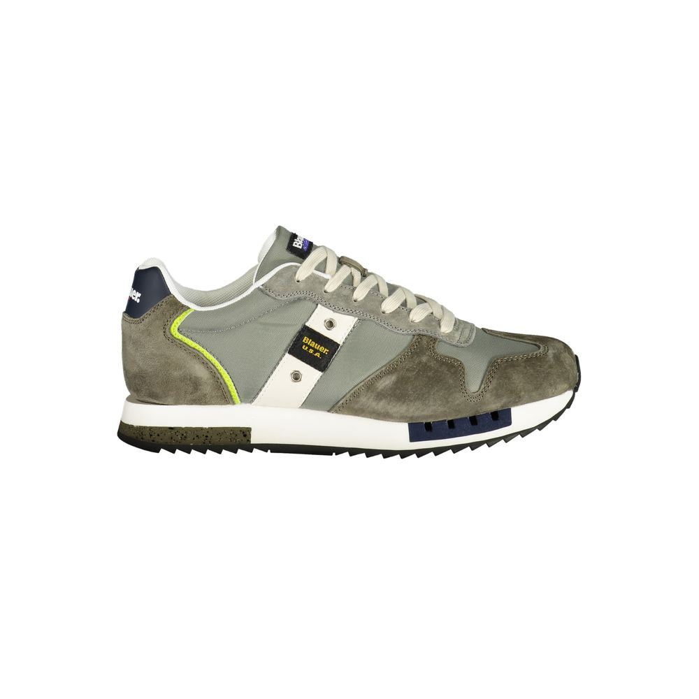 Blauer Green Polyester Mens Sneaker with contrasting details and interchangeable lace for personalized style.