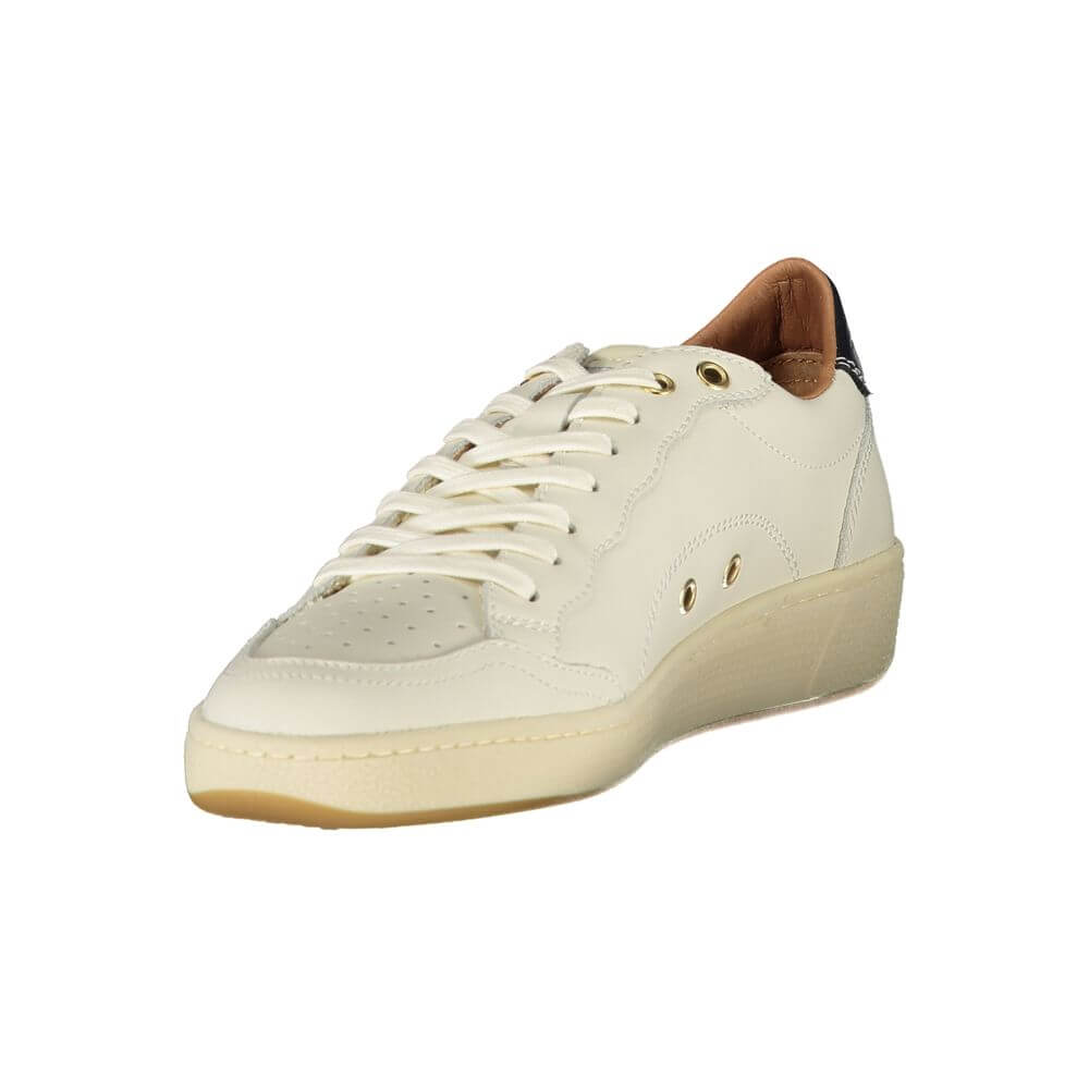 Blauer White Leather Women Sneaker with black accents and removable footbed for style-conscious comfort.