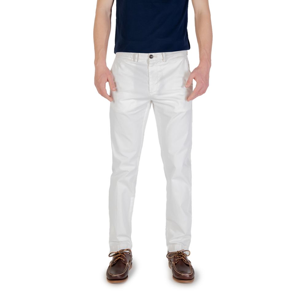 Borghese White Cotton Skinny Pants for men, slim fit, comfortable and stylish, ideal for casual and formal occasions.