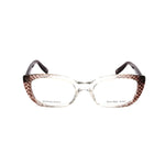 Bottega Veneta Burgundy Acetate Frames with clear lenses and brown temples. Fashion eyewear for women.
