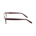 Side view of Bottega Veneta Burgundy Acetate Frames showing temple length and design details.