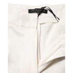 Brian Dales White Viscose Linen Wide Leg Palazzo Womens Pants detail view